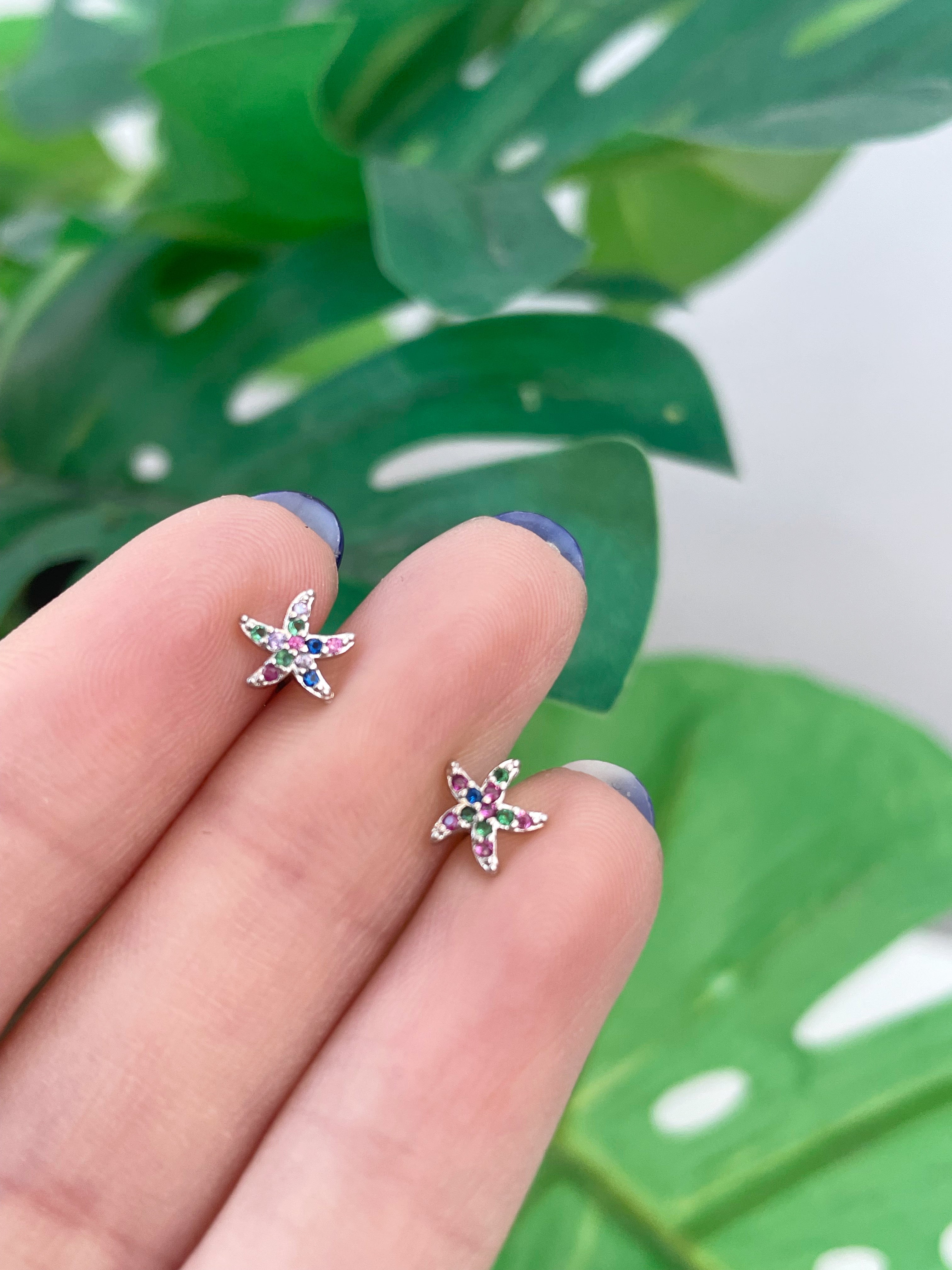 Mini estrella de mar plata (unidad) Cierre plano