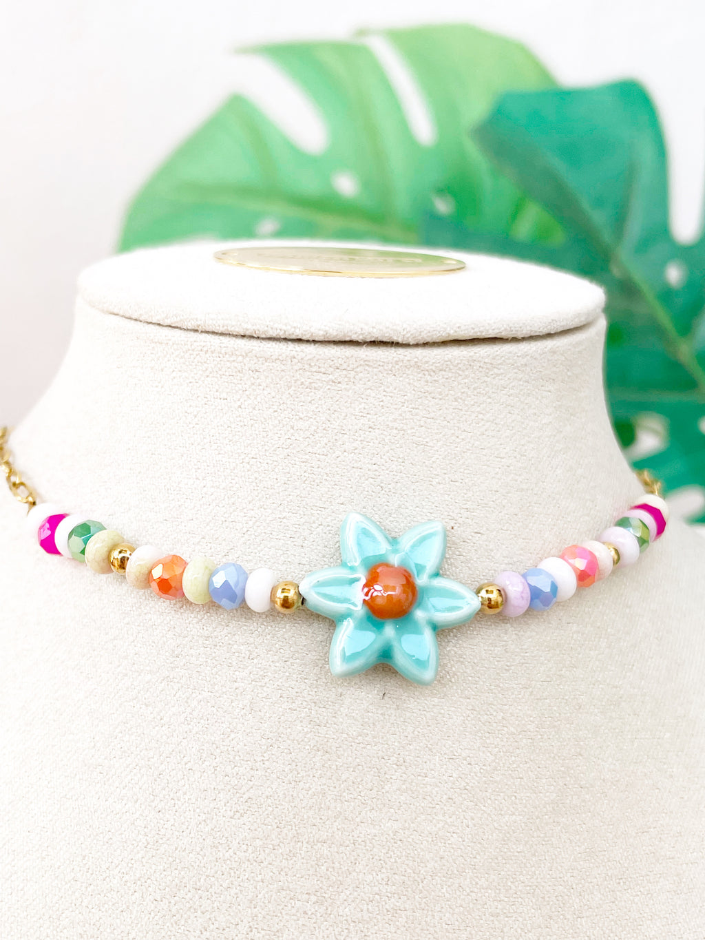 Chocker flor turquesa