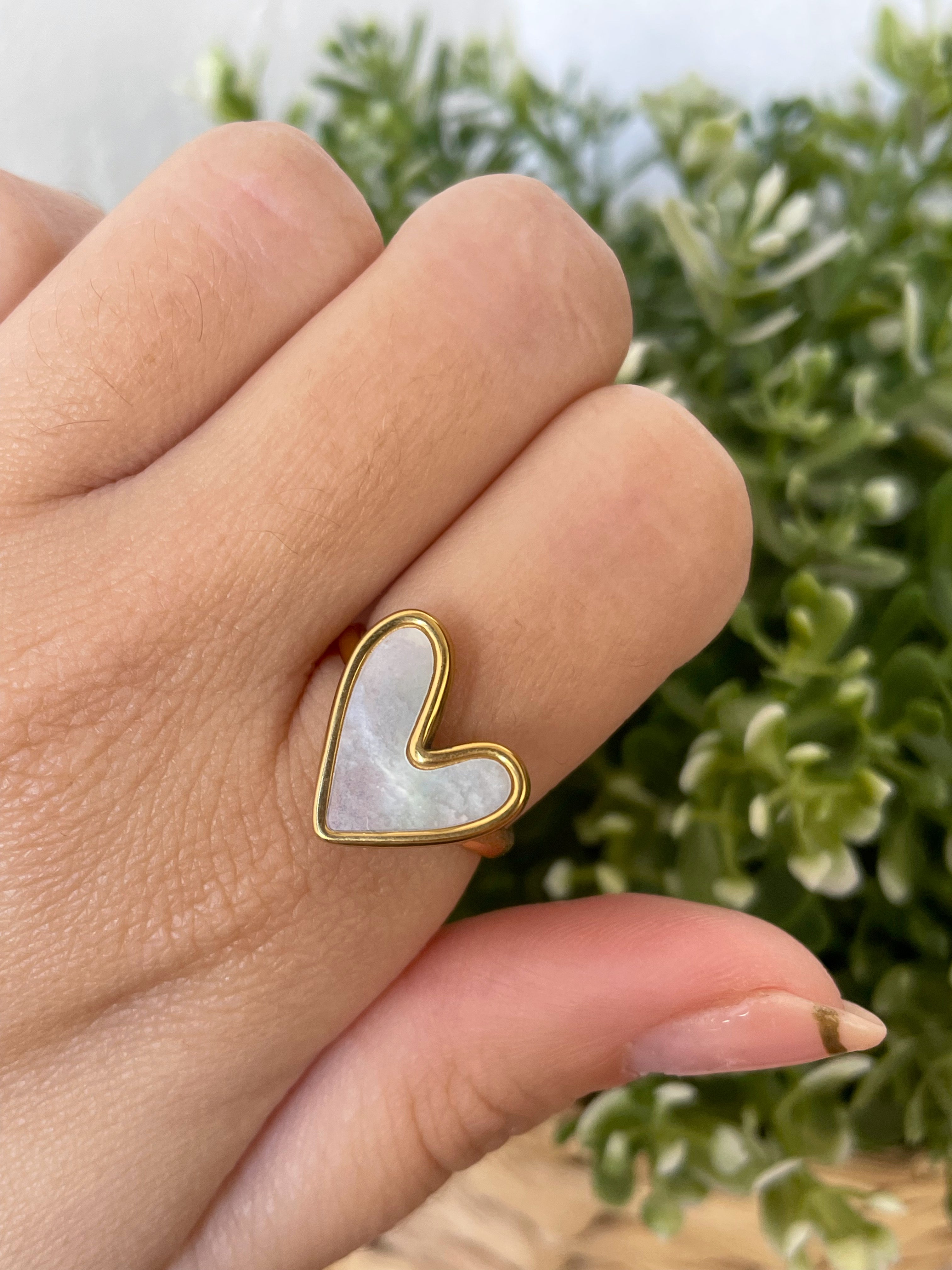 Corazón blanco nácar